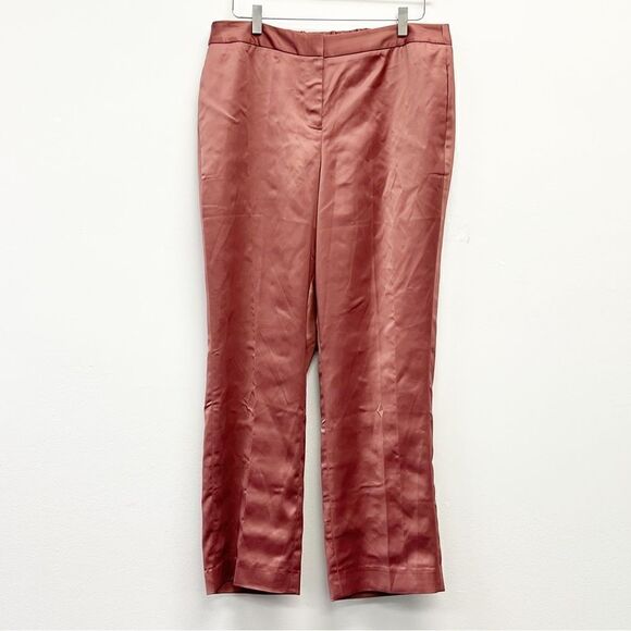 Tahari Arthur S. Levine Satin Straight-Leg Pants, Size 14P Beyond Rose NWOT - Picture 3 of 13